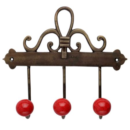 Red Crackle Ceramic Iron Hooks